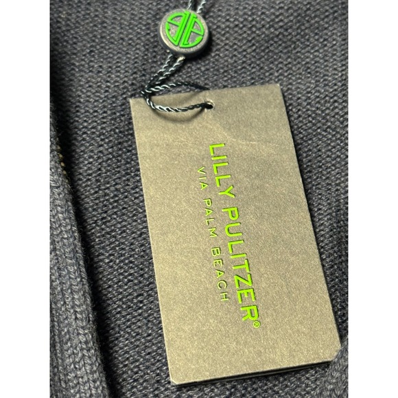 Lilly Pulitzer Wells Sweater Mens XL Navy Full Zip Elbow Patches  NWT #69046 - Picture 13 of 16